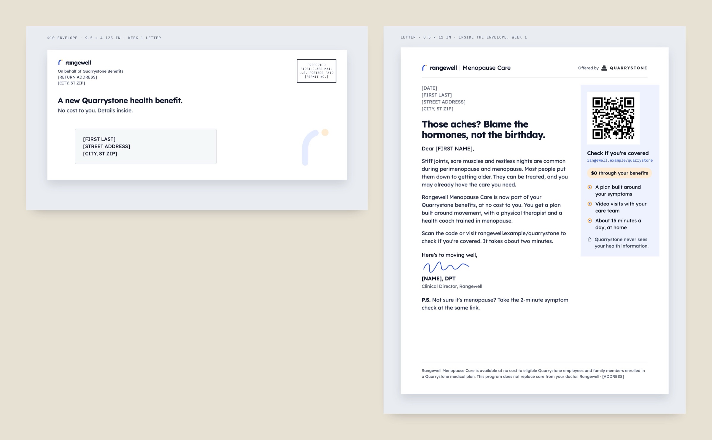 Rangewell — Direct Mail & Employer Kit