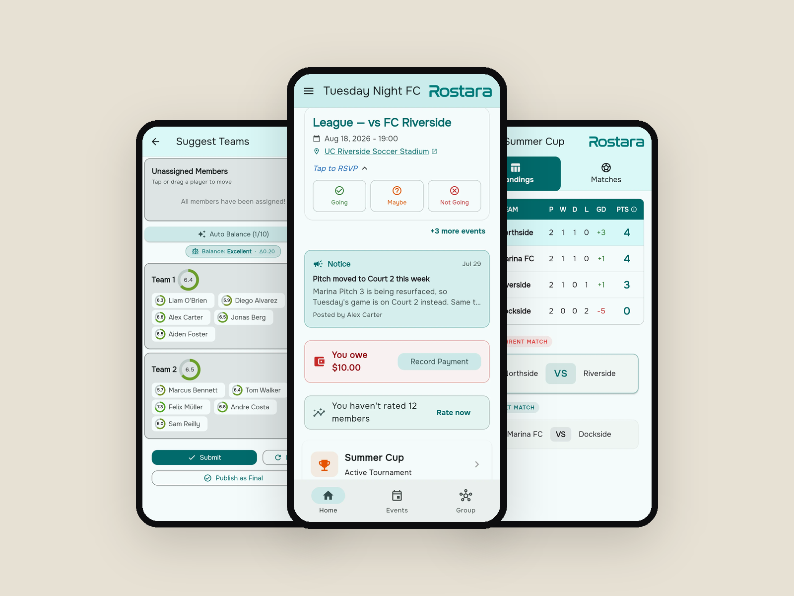 Rostara — A Consumer Sport Management App, From Zero to Launch